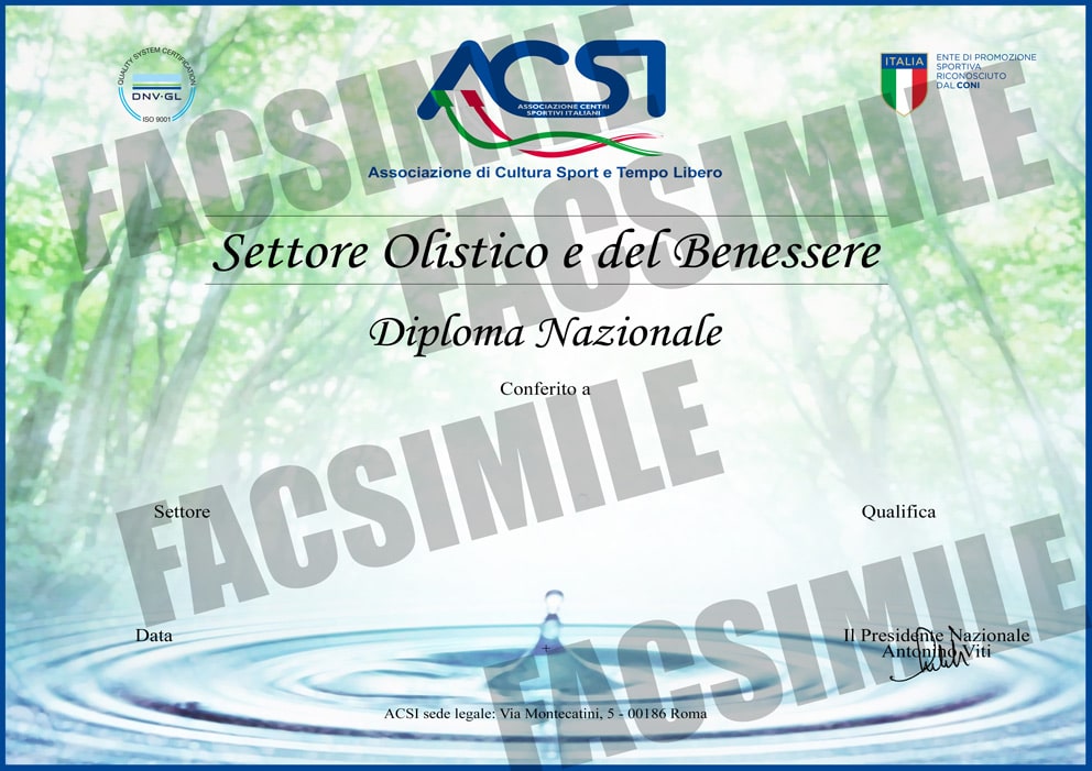 Diploma Nazionale Massaggiatore Sportivo ACSI